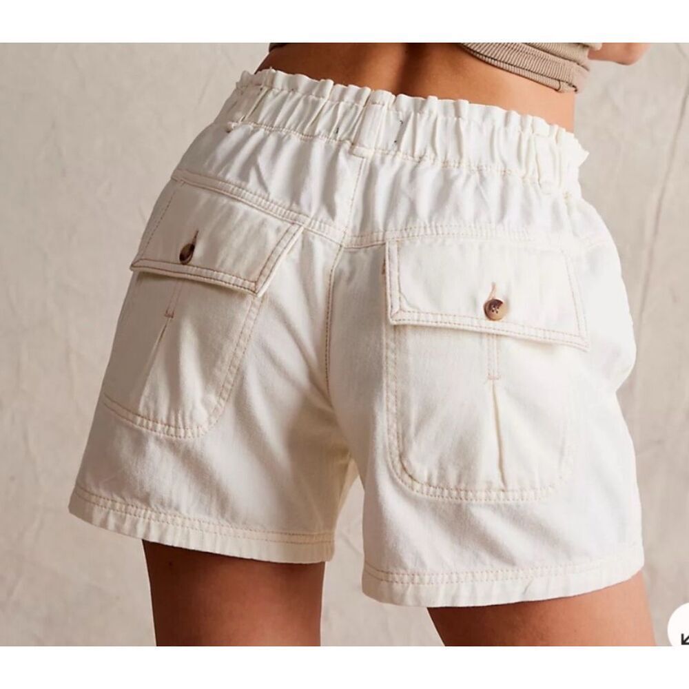 We The Free Effie Denim Pocket Shorts Cream Size XS - Picture 3 of 11